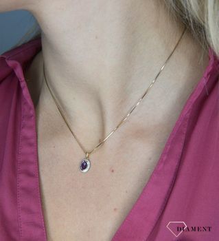 Złota zawieszka 585 DIAMENT ametyst, diamenty 60027177 HSI. Zawieszka DIAMENT złoto, ametyst i diamenty Arenart 60027177 wykonana ze złota próby 585. Zawieszka ze złota próby 585 z ametystem i diamentami  (9).JPG